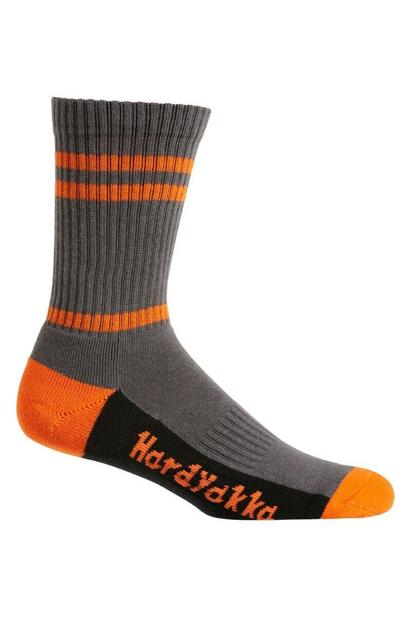 Hard Yakka Cotton Crew Work Socks 5 Pack Logo Athletic Padded Black Y20035-Collins Clothing Co