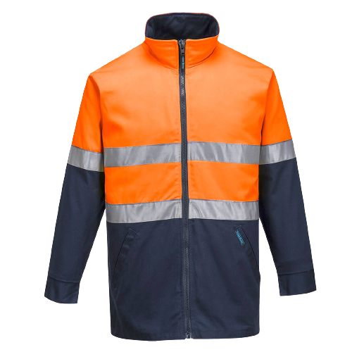 Portwest Hume 100% Cotton Drill Jacket 2 Tone Reflective Work Safety MJ998
