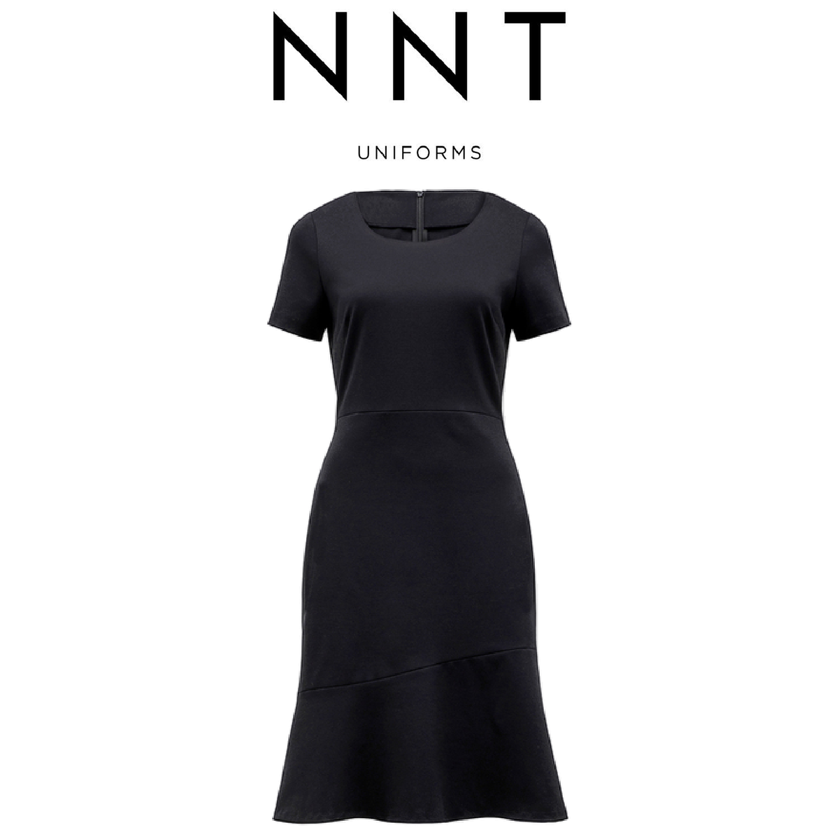 NNT Womens Short Sleeve Dress Ponte Knit Waist Seam Formal Knee Length CAT67K