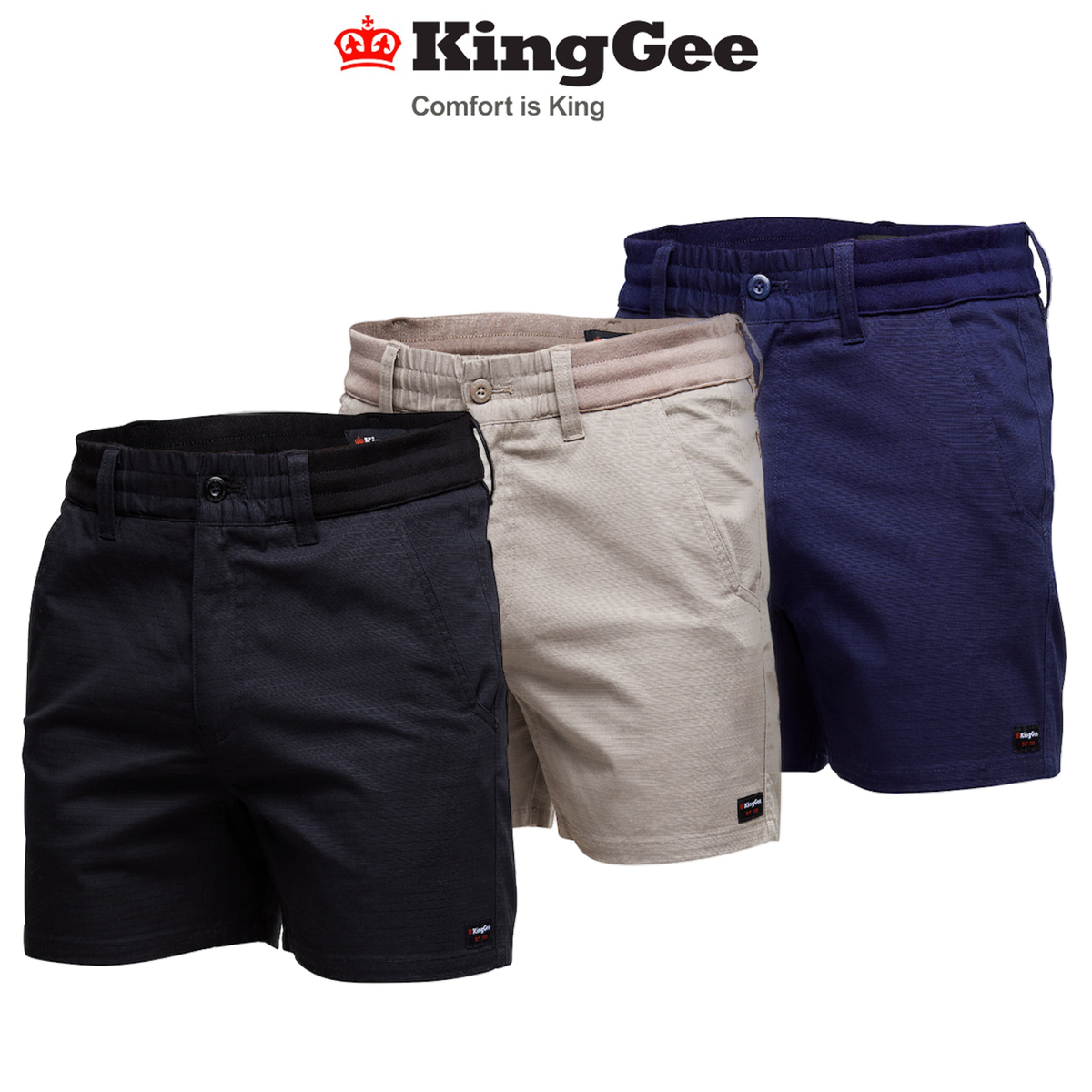 KingGee Mens Comfort Waist Short Short Toughs Durable Stretch Ripstop K17012