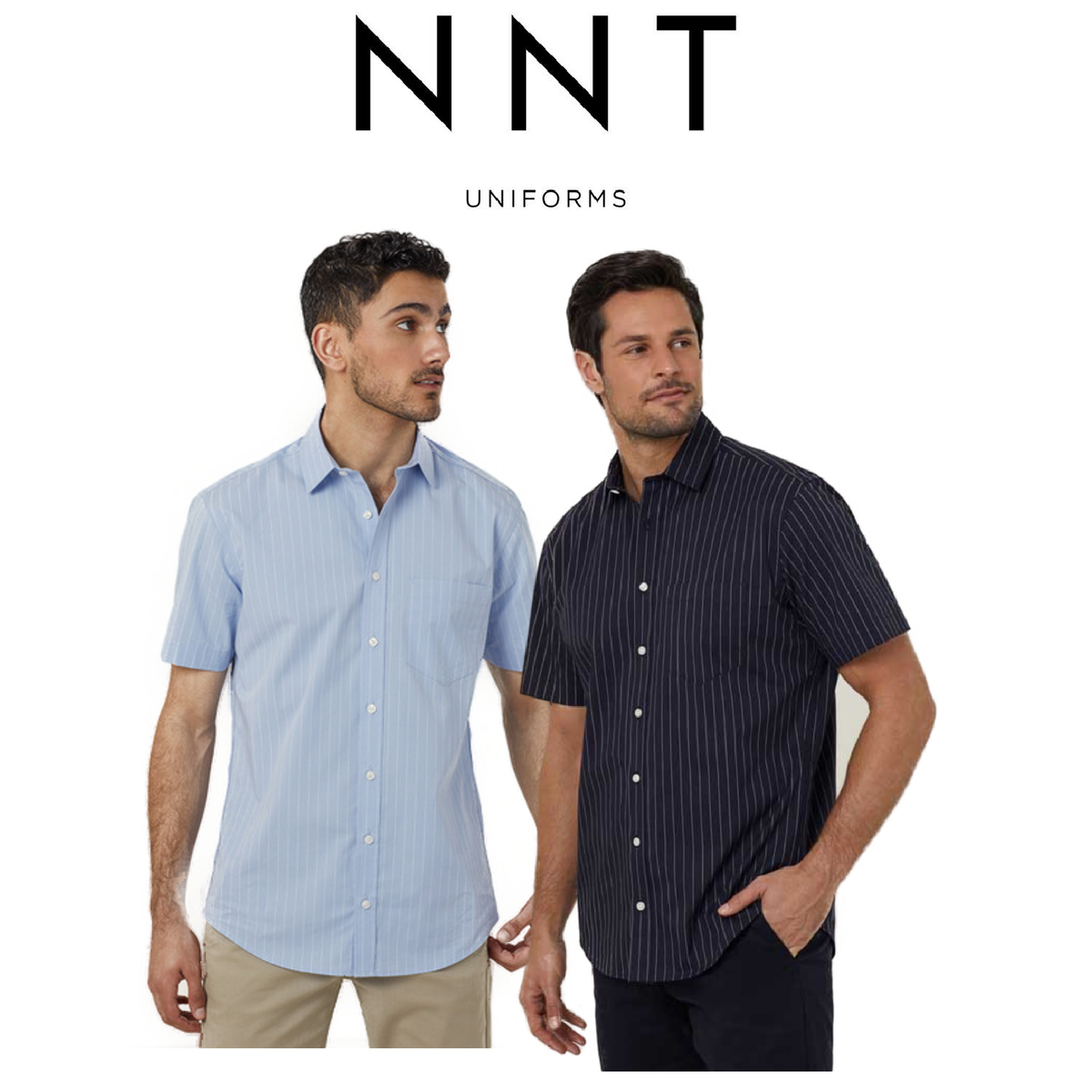 NNT Mens Avignon Pinstripe Short Sleeve Shirt Casual Regular Fit Business CATJDM