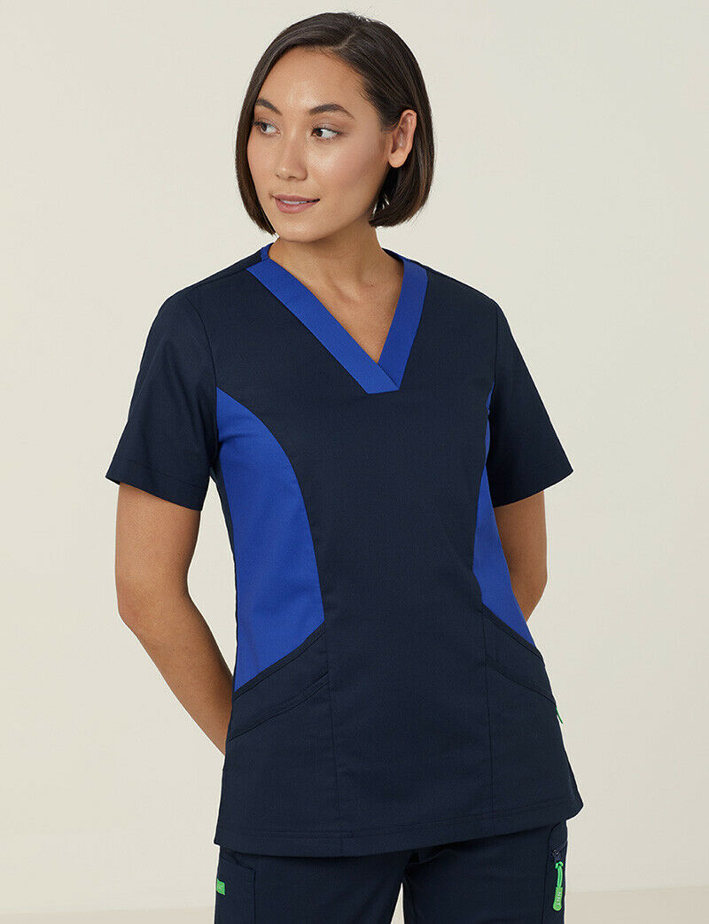 NNT Womens Nightingale V Neck Contrast Scrub Top Nurse Workwear Comfort CATULL-Collins Clothing Co