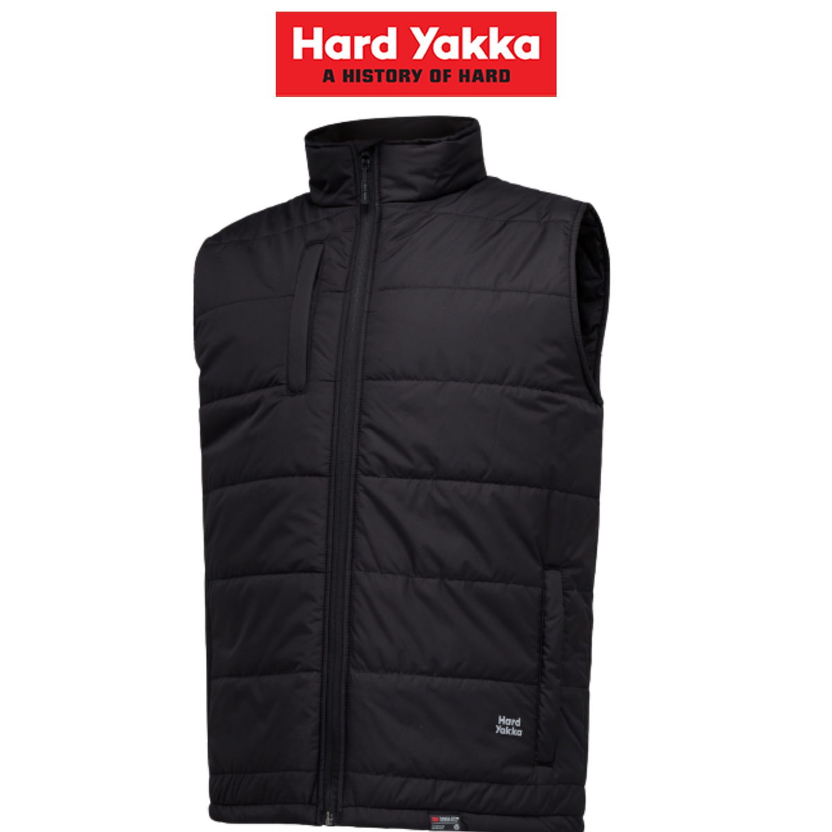 Hard Yakka Mens Puffa 2.0 Vest Water Repellent Insulated High Collar Warm Y21418