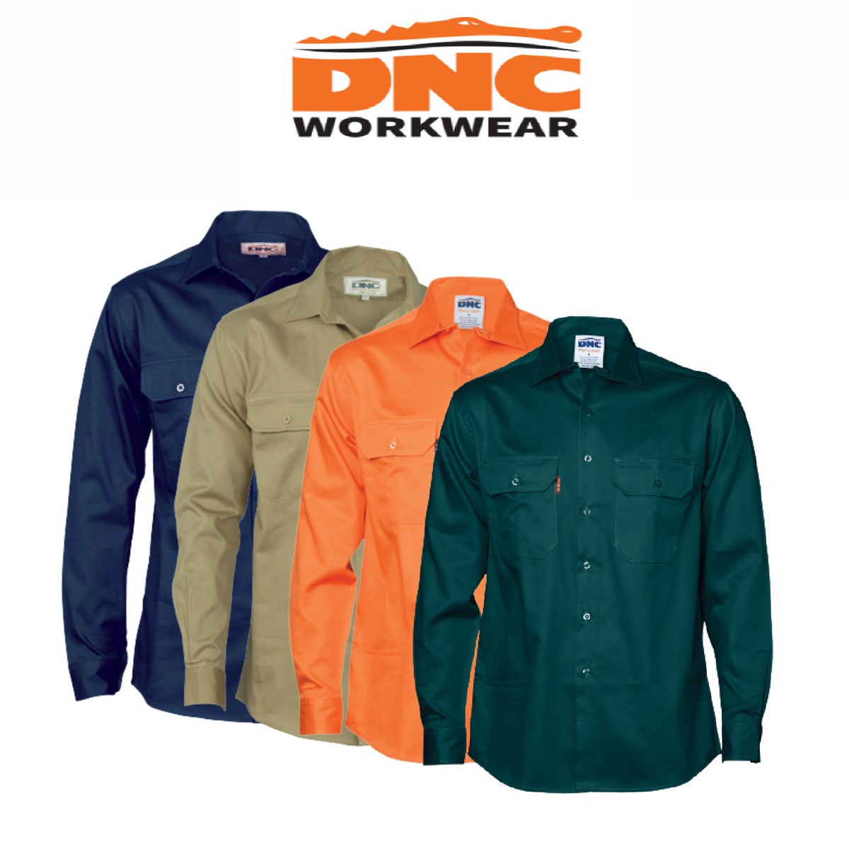 DNC Workwear Mens Cotton Drill Work Shirt Long Sleeve Comfortable  3202