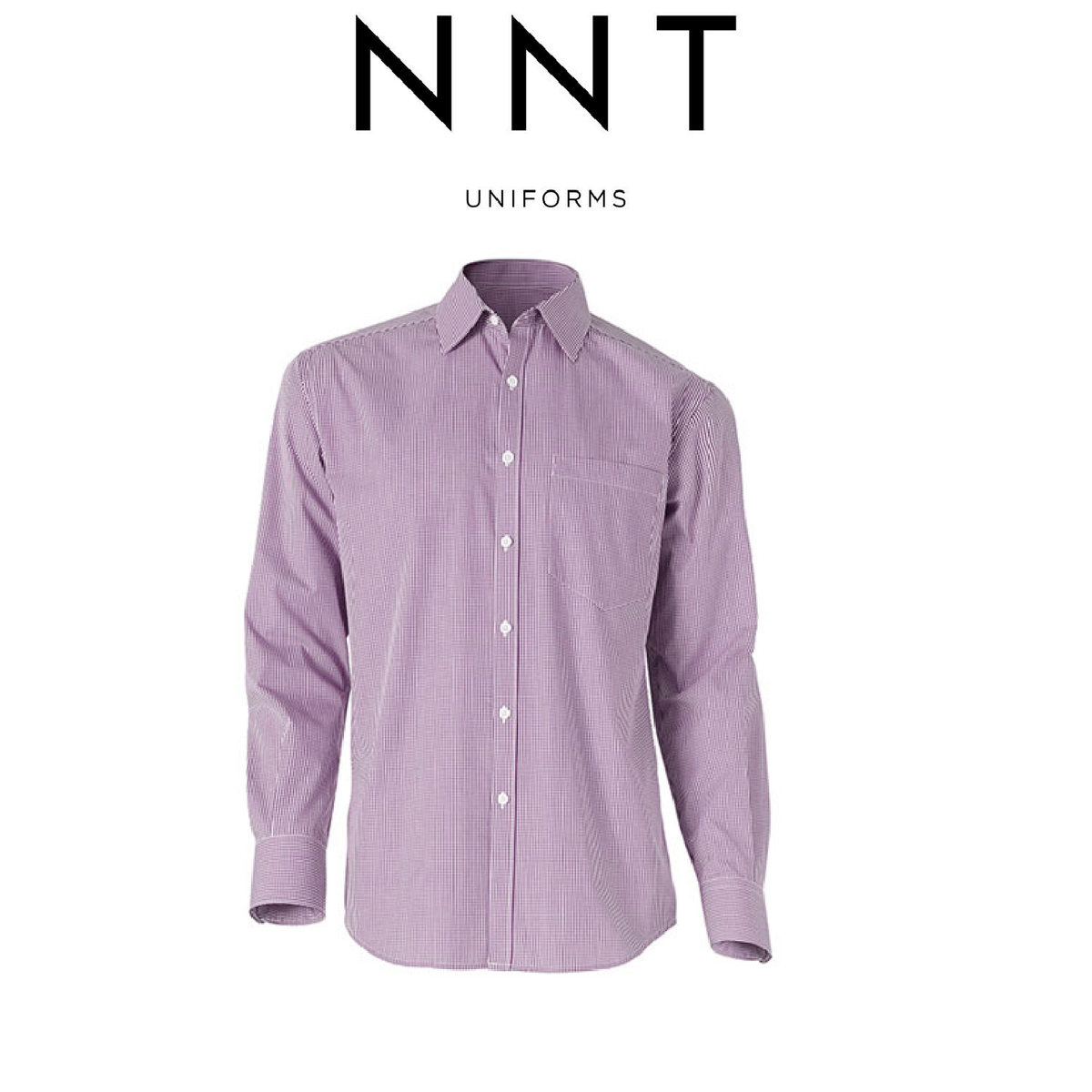 NNT Men Formal Gingham Long Cotton Blend Check Shirt Business Classic Fit CATDR2