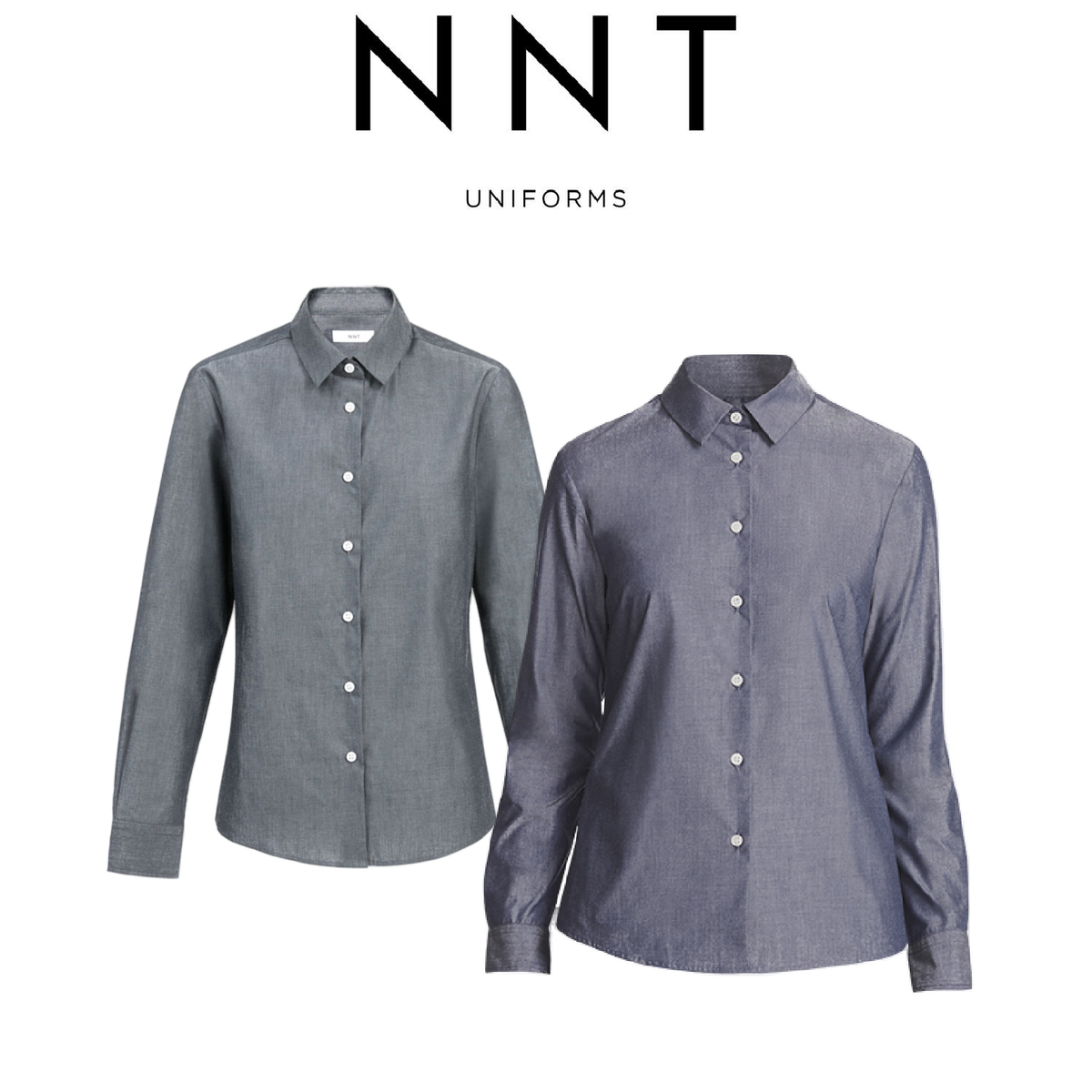 NNT Womens Chambray Long Sleeve Formal Shirt Comfy Straight Back Business CATU69