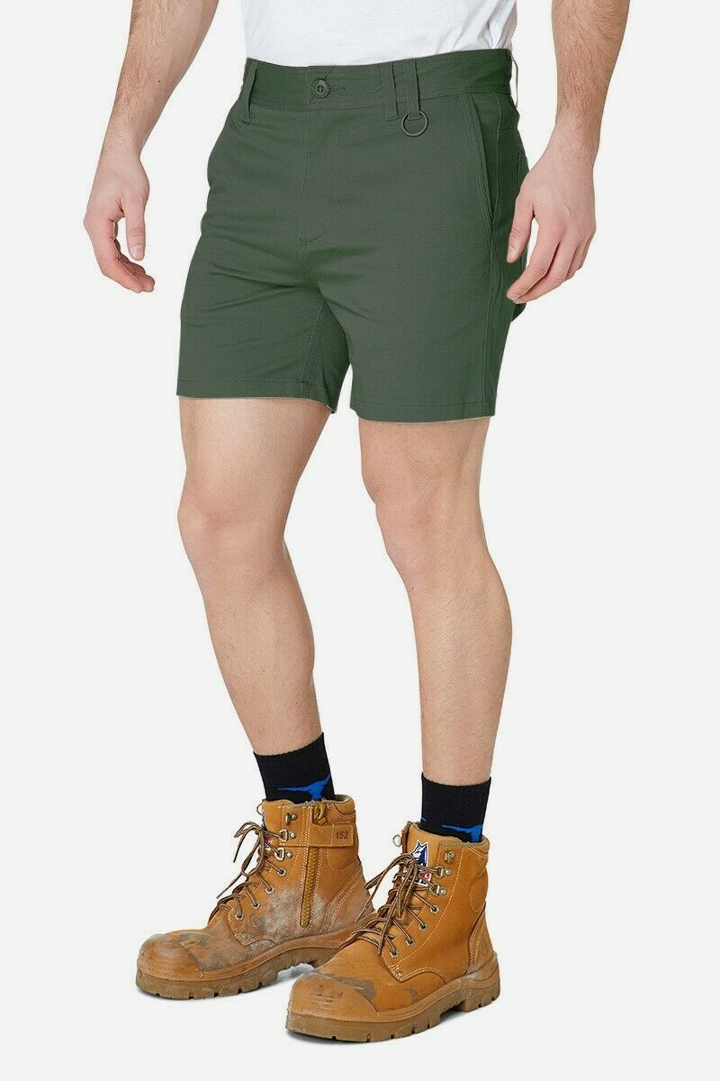 Mens Elwood Work Basic Shorts Stretch Twill Reinforced Pockets Tradie EWD202-Collins Clothing Co