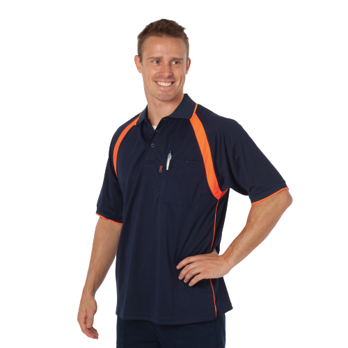 DNC Workwear Mens Coolbreathe Contrast Polo Short Sleeve Sleeve Casual 5216