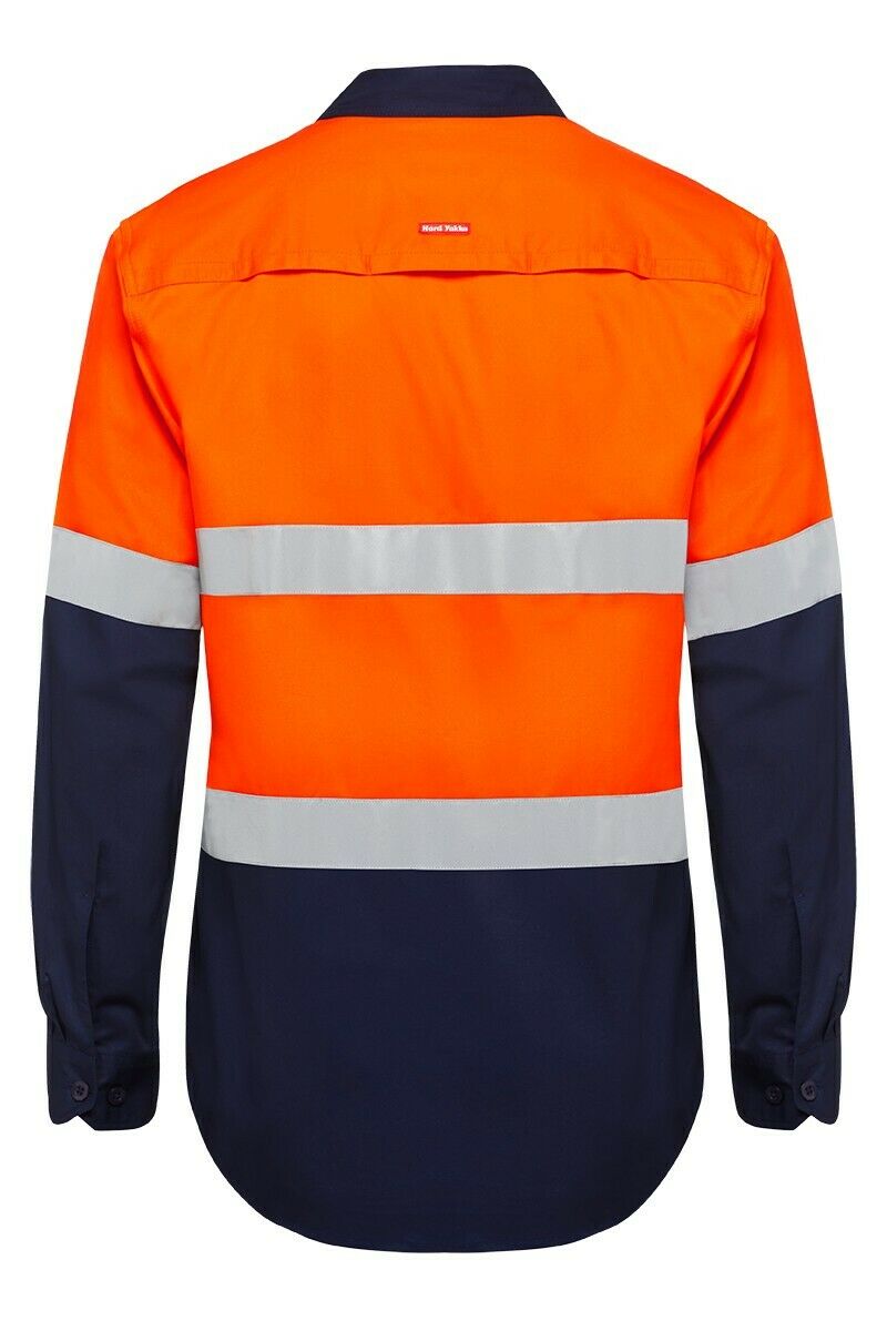 Hard Yakka Safety Hi-Vis Vented Cotton Taped Work Long Sleeve Shirt Y07940-Collins Clothing Co