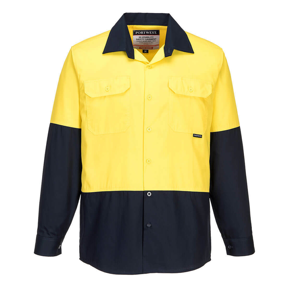 Portwest Mens Prime Mover Hi-Vis Lightweight Long Sleeve Cotton Drill MS801-Collins Clothing Co