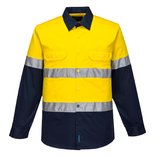 Portwest Mens Prime Mover Taped Hi-Vis Lightweight Long Sleeve Shirt Work MA801-Collins Clothing Co