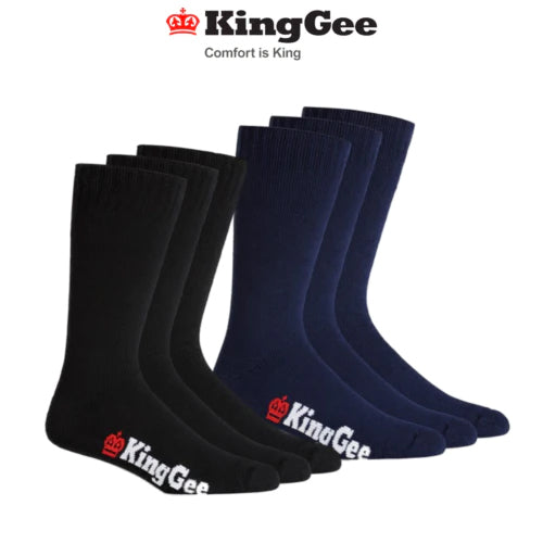 KingGee Mens 3 Pack Bamboo Work Socks Comfort Breathable Workwear K09230