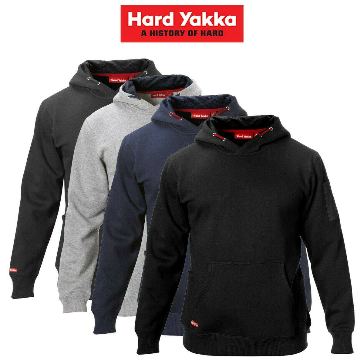 a different colors of mens hard yakka brushed fleece hoodie jumper  winter workawear