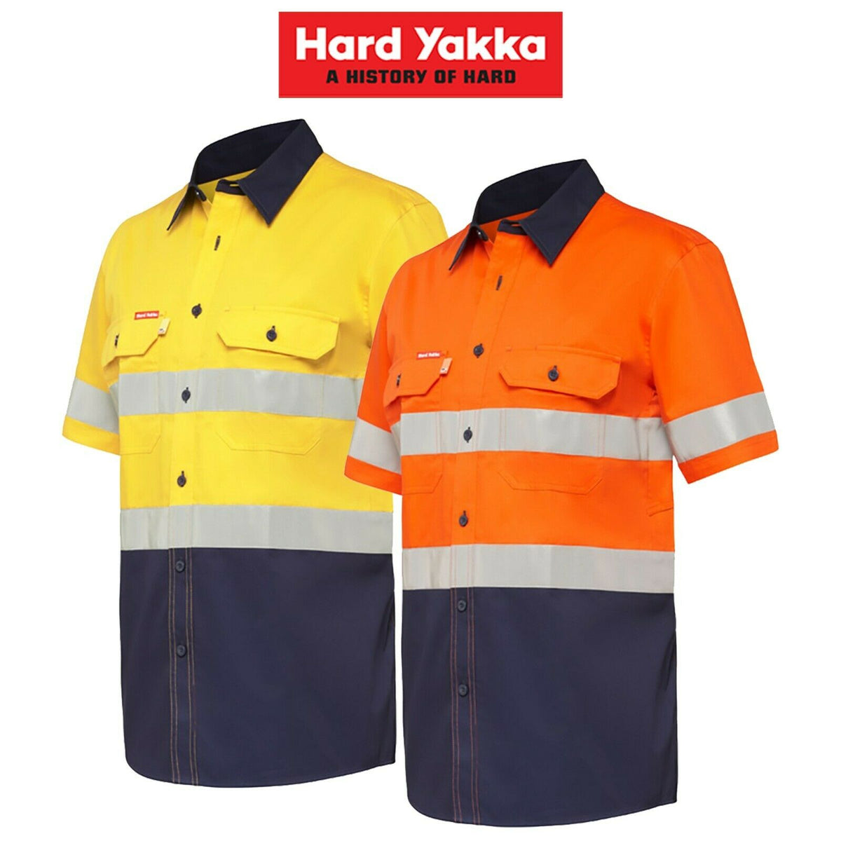 Hard Yakka Short Sleeve Work Shirt Hi-Vis Tape KoolGear Summer Vent Y07735