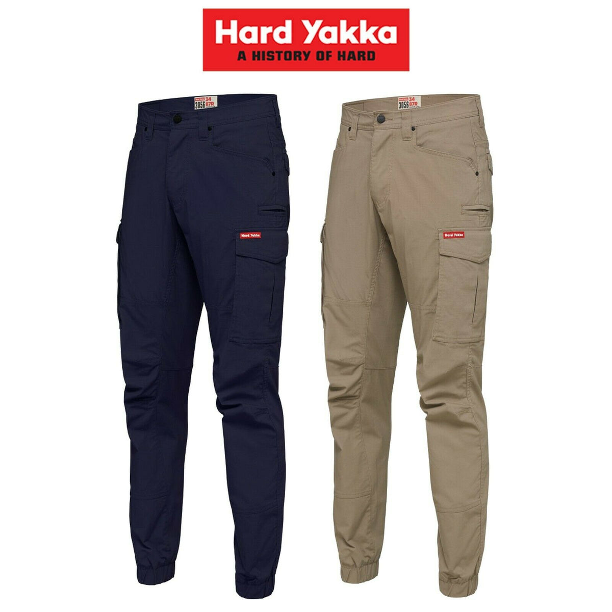 Hard Yakka Pants Cuff 3056 Ripstop Cargo Stretch Slim Fit Y02340