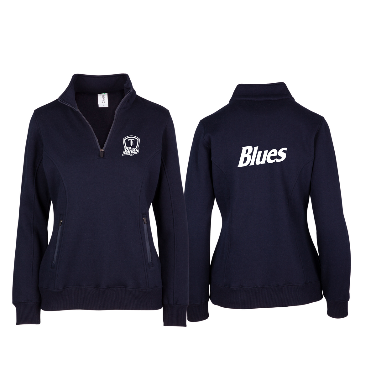 Tumby Bay Blues Ladies' Enterprise Half Zip Fleece Front and Back Logo Embroidered Navy F365LD