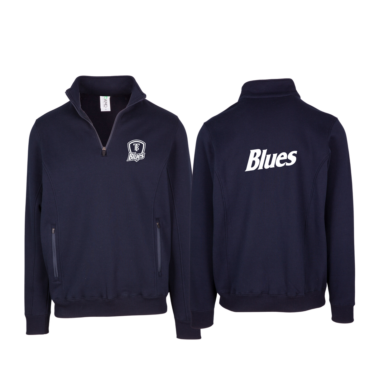 Tumby Bay Blues Mens Enterprise Half Zip Fleece Front and Back Logo Embroidered Navy F365HZ