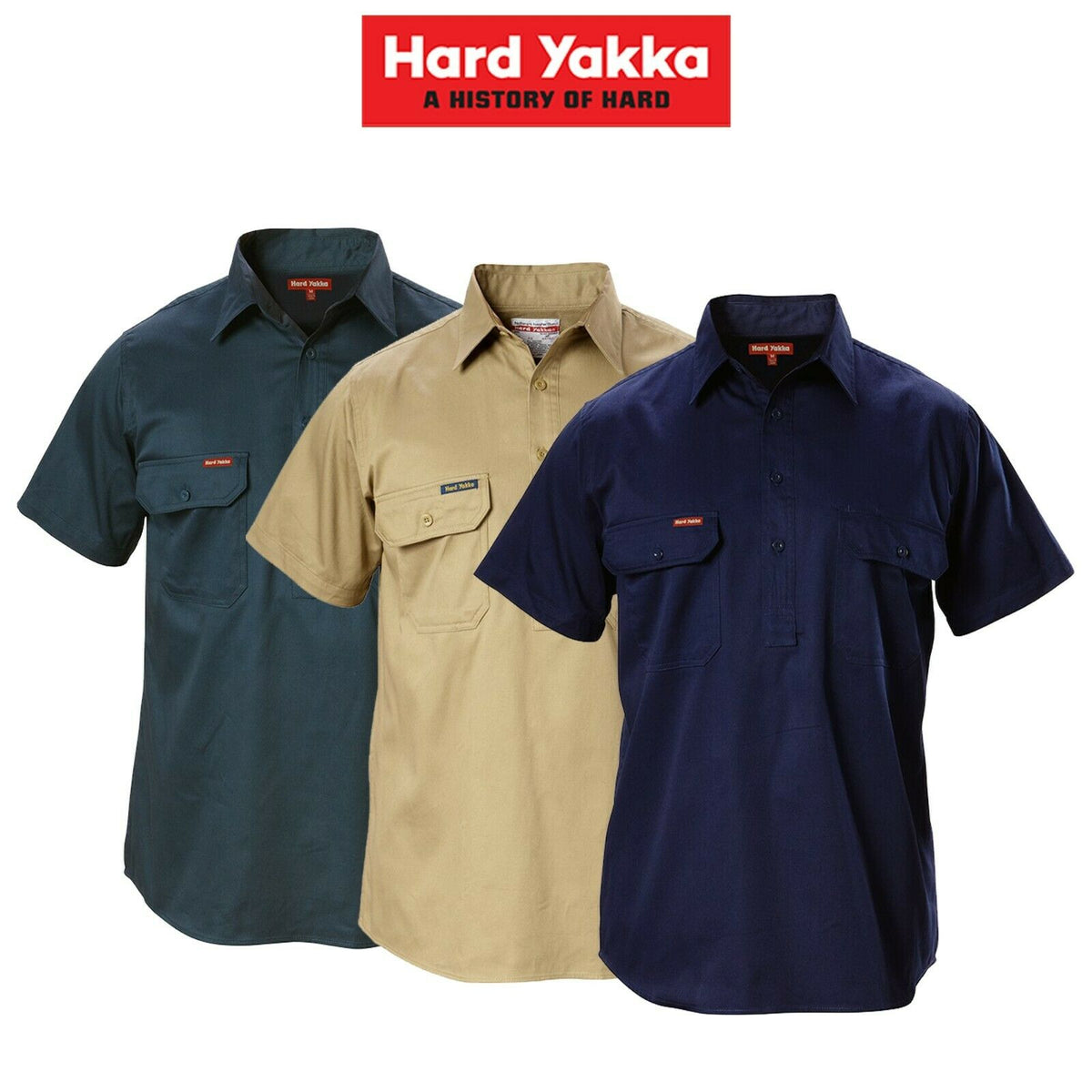Hard Yakka Short Sleeve Closed Front Cotton Shirt Y07540