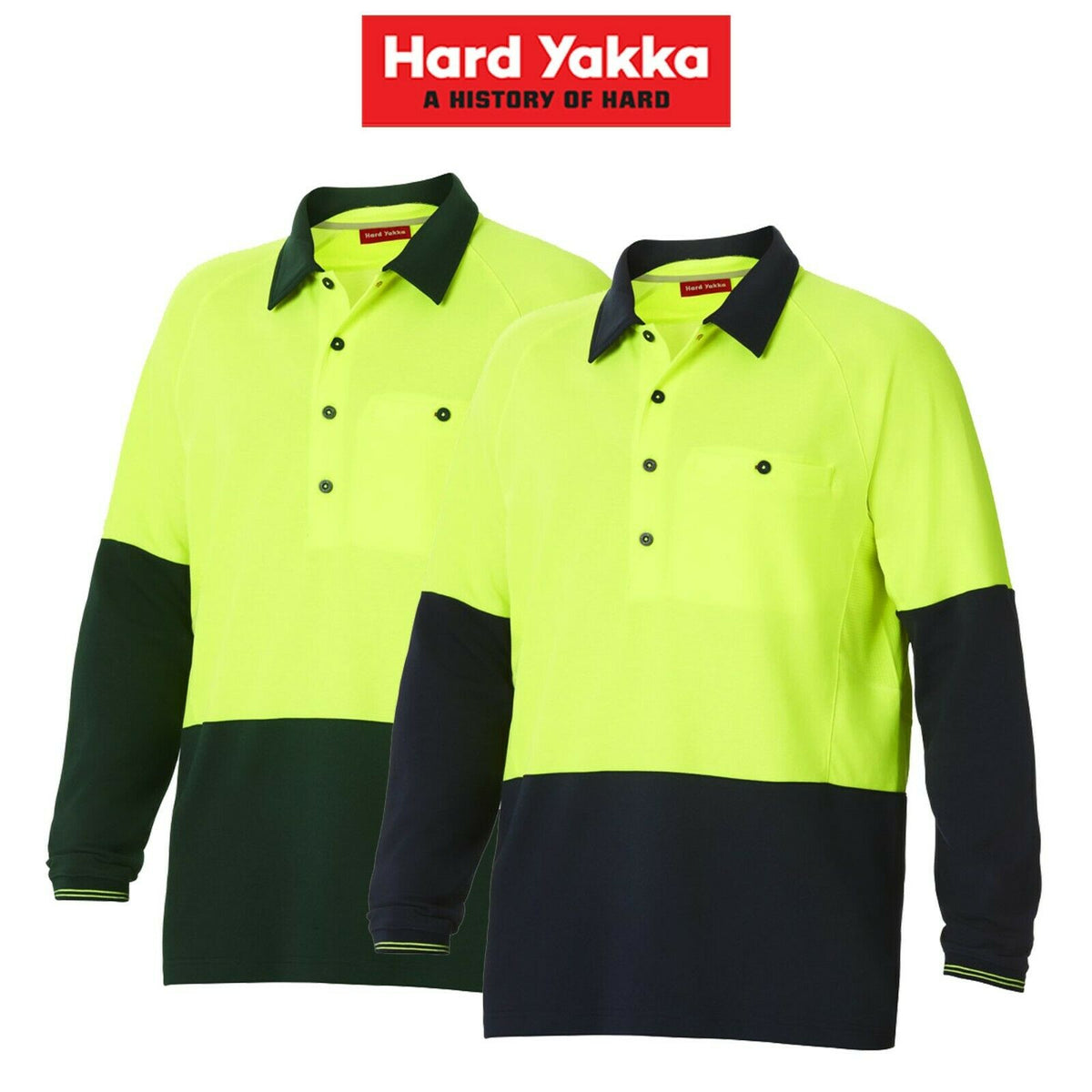 Hard Yakka Koolgear Hi-Vis Summer Long Sleeve Vent Polo Shirt Work Y11389