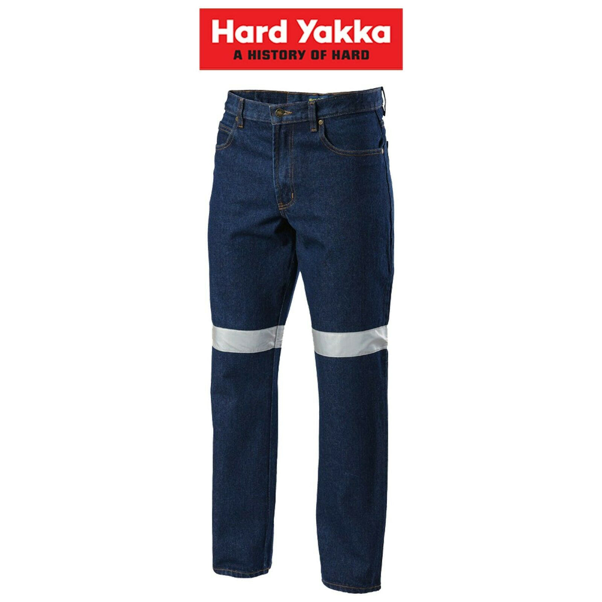 Hard Yakka Denim Jeans Taped Work Pants Heavy Duty Tough Farm Washed Y03513