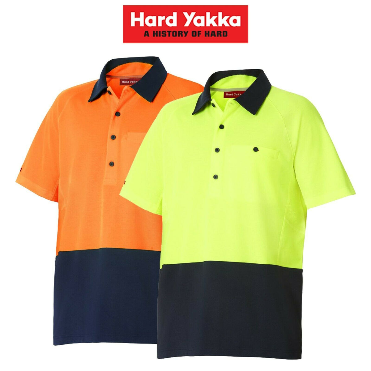 Mens Hard Yakka Koolgear Hi-Vis 2 Toned Short Sleeve Work Polo Shirt Y11396