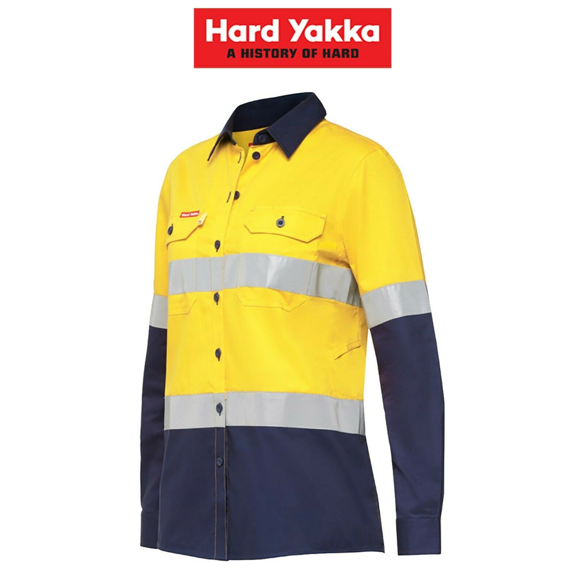 Womens Hard Yakka Hi-Vis Work Shirt KoolGear Vented Taped Tapered Y08220