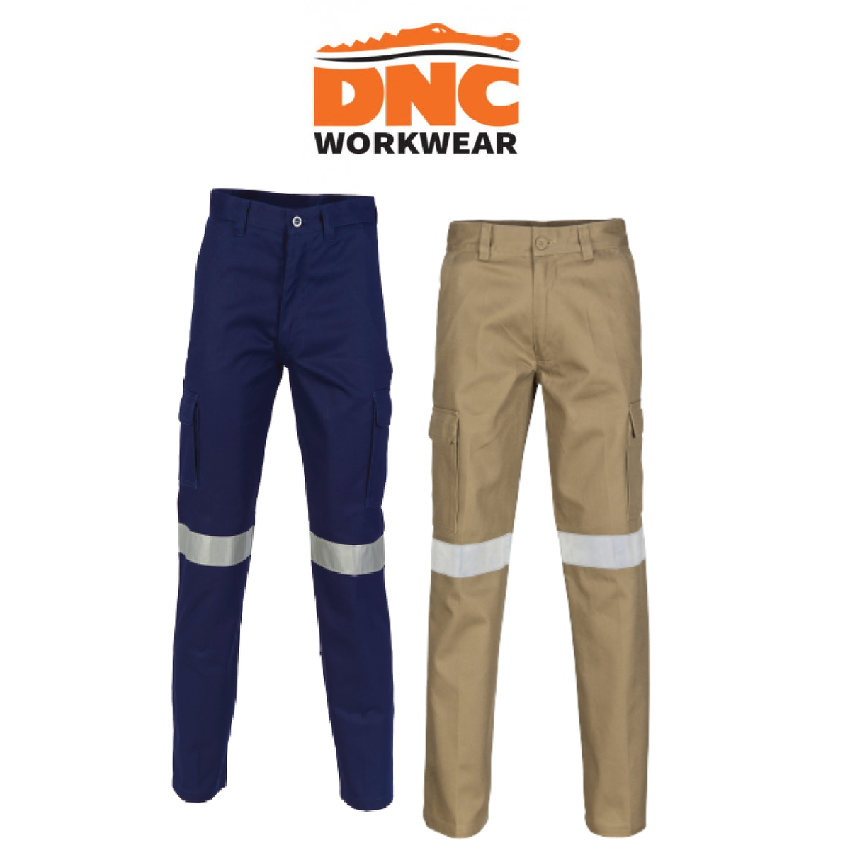DNC Workwear Mens Cotton Drill Cargo Pants Hi-Vis Comfortable  Work 3319