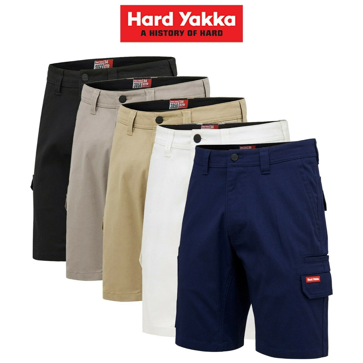 Hard Yakka 3056 Stretch Shorts Cargo Canvas Cotton Tough Work Short Y05411