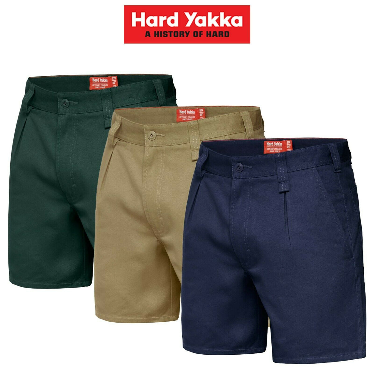 Hard Yakka Drill Short Belt Loop Shorts Cotton Work Tough Trade Y05350