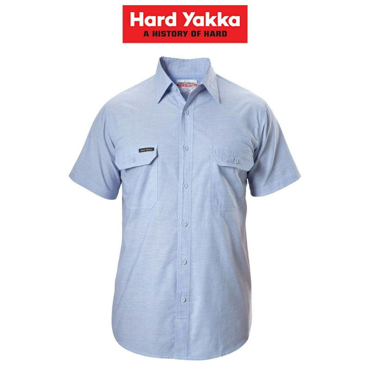 Hard Yakka Short Sleeve Chambray Light Cotton Business Work Shirt Y07529