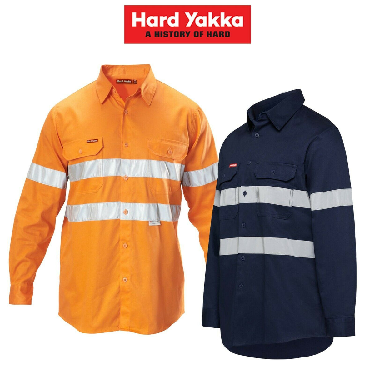 Hard Yakka Foundations Long Sleeve Taped Cotton Drill Work Shirt Y07227